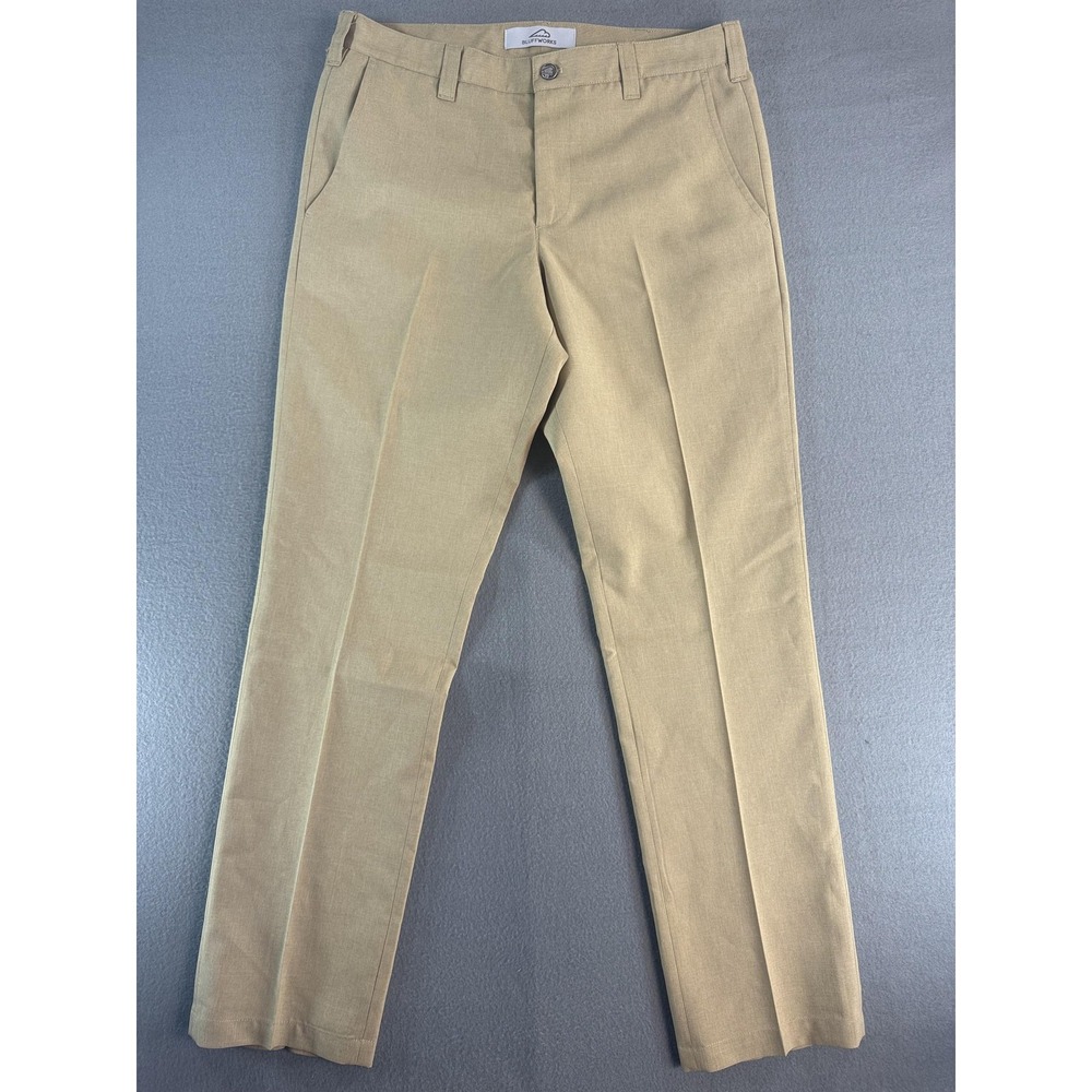 Bluffworks Pants Mens 33x32 Beige Regular Fit Travel Chino Wrinkle Resistant